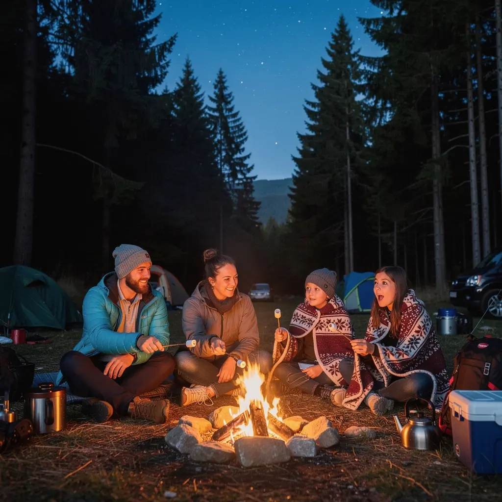 A family exploring a scenic mountain trail in Slovakia, surrounded by lush greenery and stunning landscapes.