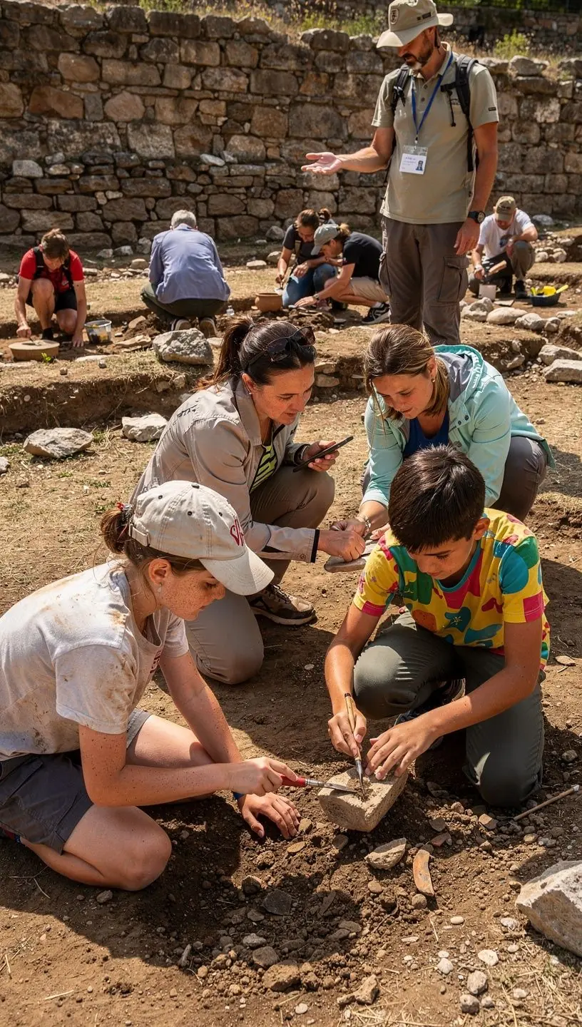 A family visiting a historic castle in Slovakia, engaging in a guided tour and learning about the country's rich heritage.